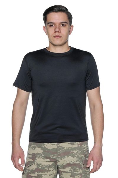 SINGLE SWORD Μαύρο κοντομάνικο μπλουζάκι Microfiber - Military Top Underwear - Microfiber Undershirt
