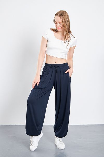 CrazyShopping Modal Viscose Women's Shalwar Trousers - Carrot Leg, Pockets and Loose