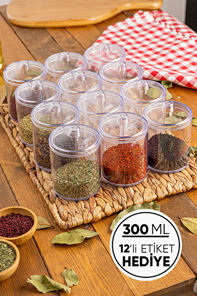 Böğürtlen Home 12'li 300ml Dekoratif Kristal Mika Baharatlık Takımı Sızdırmaz...