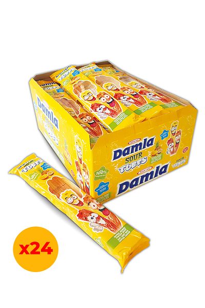 TAYAŞ 30 Gr X 24 Pieces Damla Sour Tubes - Licorice Tropical Gel Sugar Bag