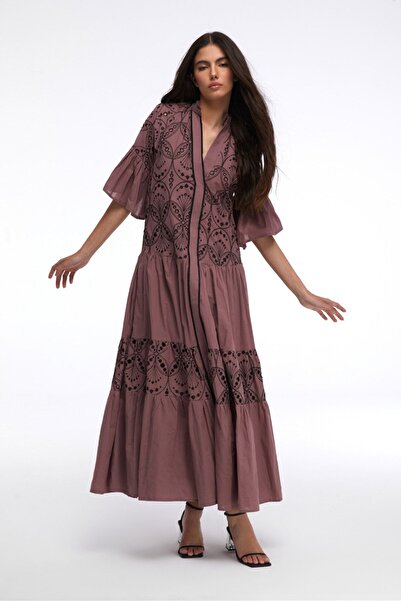 By Mare Style Amata-Pure Organic Cotton Plum Long Shirt Dress
