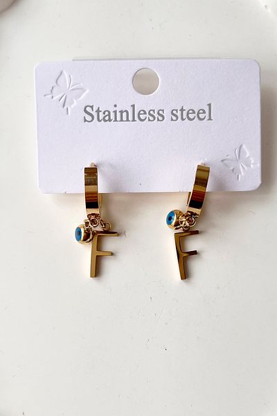 Fubena 316l Steel Earrings with Double Letter