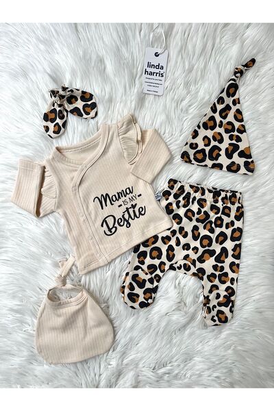 Linda Harris ماما إز ماي بيستي كريم بنمط الفهد، مجموعة مكونة من 5 قطع لحديثي ...