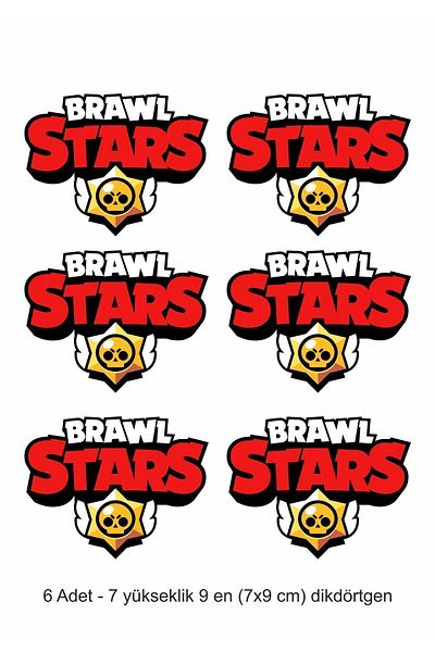 Atölye7Tasarım Brawl Star Logo - 6 Pieces 7X9 cm Edible Cake Decoration Cupcake Candy Dough Paper Print