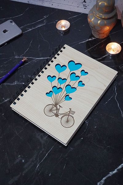 markcat A5 School Notebook - Bicycle and Balloon Pattern, Unlined - Daily Use
