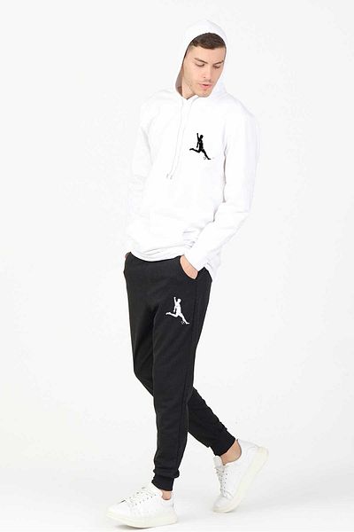 DEEPSENCE White Men's Tracksuit Set - Football Player Printed, Raised Fabric