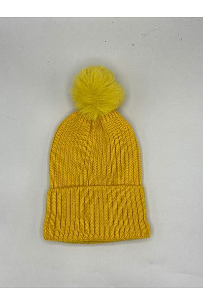 GONCA ŞAPKA Faux Fur Luxury Pompom Beret