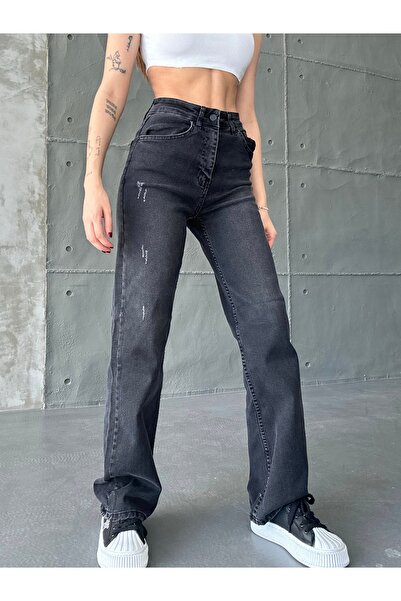 Swet Shop Jeans Lycra negru cu talie înaltă - Blugi Palazzo cu picioare largi