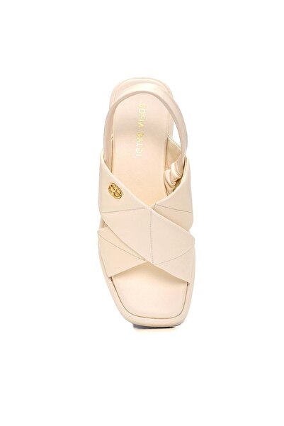 Sofia Baldi White Leather Women's Flat Sandals - Karam