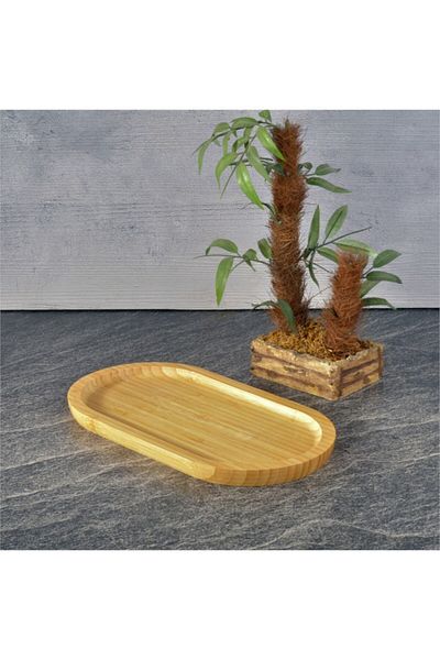 SİHİRLİ AYAKLAR Oil Pot Bamboo Oval Presentation Tray