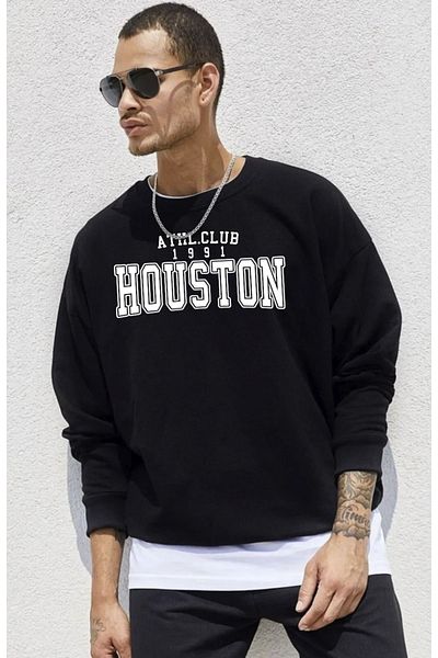 Pink Sky Комплект от суитшърт с принт HOUSTON Oversize и спортен костюм Jogger
