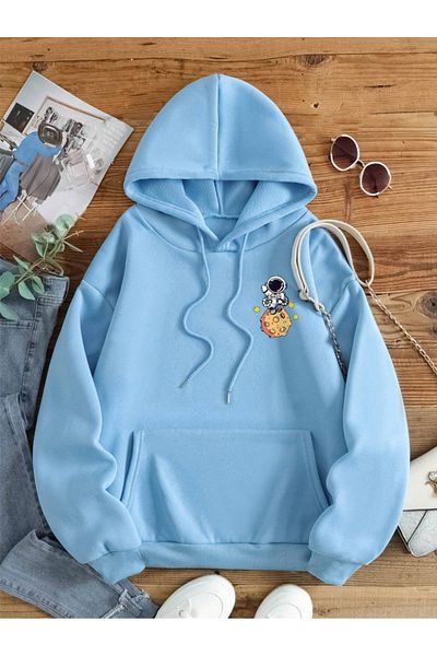 Revasser Hanorac oversize din bumbac cu glugă, unisex, colorat Galaxy - imprimat special
