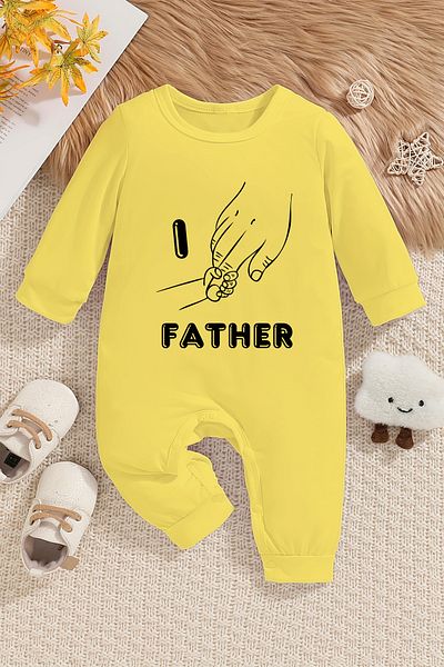 ADABEBEK جمبسوت أطفال مطبوع عليه عبارة "I Love Father" - موديل 22024
