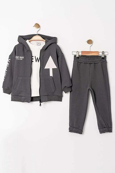 Gold Class Kidswear Diagonal 3-piece Tracksuit Set with Hood and Zipper for Boys
