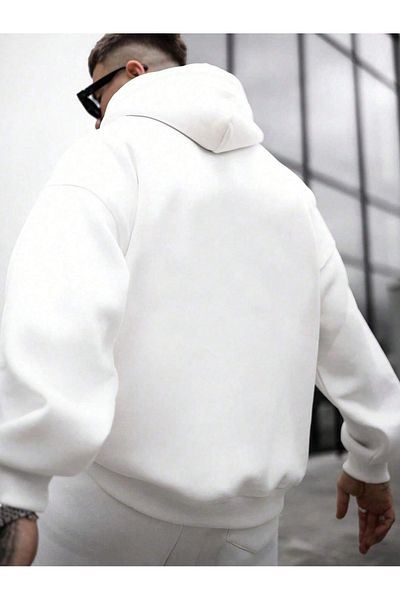 PALPİTO Ανδρικό φούτερ με κουκούλα White Believer Printed 3 Thread - Hooded
