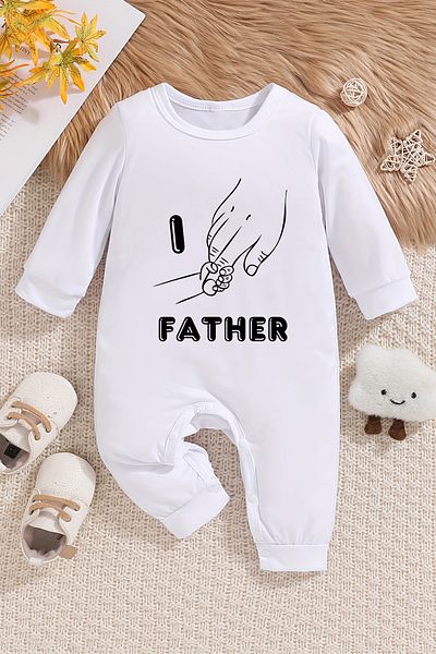 ADABEBEK I Love Father Printed Baby Jumpsuit - 22024 Model