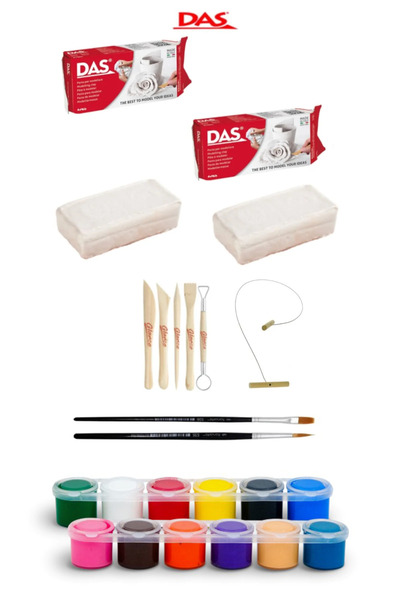 GLANCE Das Beyaz Seramik Kili 2x500gr Rich Funny Kids 15 ml Akrilik 12 Li Set