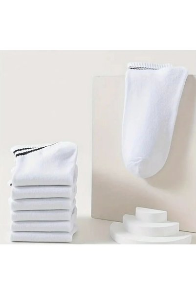 Özbican Unisex 6 Pairs Striped Black/White Tennis Socks