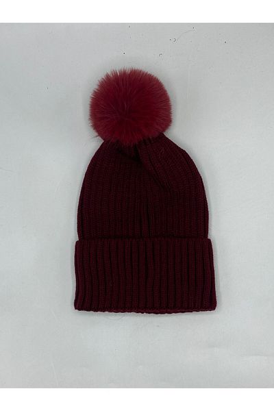 GONCA ŞAPKA Luxury Fur Beret - with Faux Pompom
