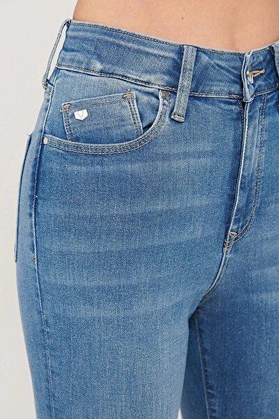 TRENDNATUREL Dessa Gold Likralı Mavi Gölgeli Süper Skinny Jeans Pantolon Toparlayıcı