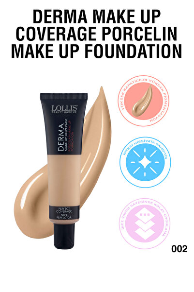 Lollis Derma Make Up Coverage Porcelain Make Up Foundation / Derma Yüksek Kap...