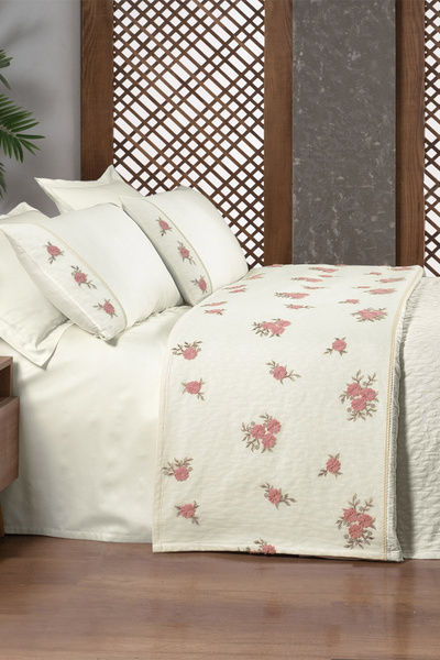 Sarev Londa Ekru Tek Kişilik %100 Pamuk Wedding Pike Seti