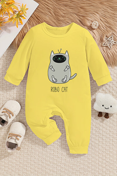 ADABEBEK Robo Cat Patterned Baby Jumpsuit - 22208