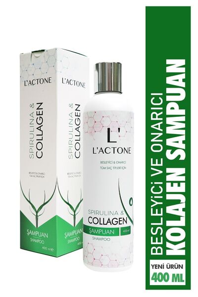 L'ACTONE Spirulina & Collagen Shampoo 400 ml / Şampuan - 1 Adet Oje Hediyeli
