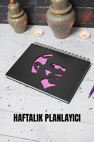 markcat Mustafa Kemal Atatürk Ξύλινο Σημειωματάριο Προγράμματος - Agenda and Weekly Planner - Ρούχα δώρου