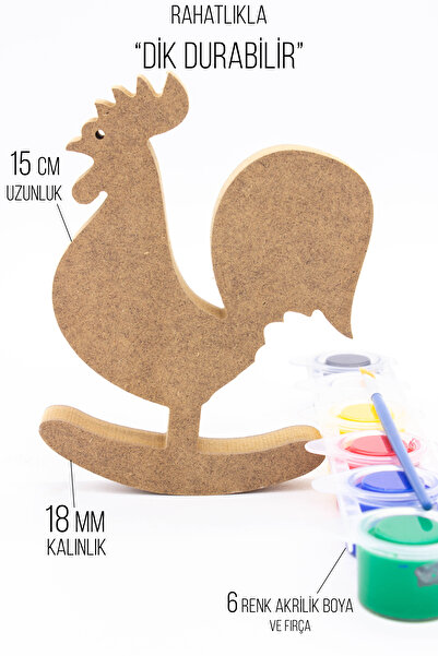 na neşeli ahşap Okul Öncesi Etkinlik 15 cm 18 mm Horoz ahşap Boyama Seti.. Eğ...