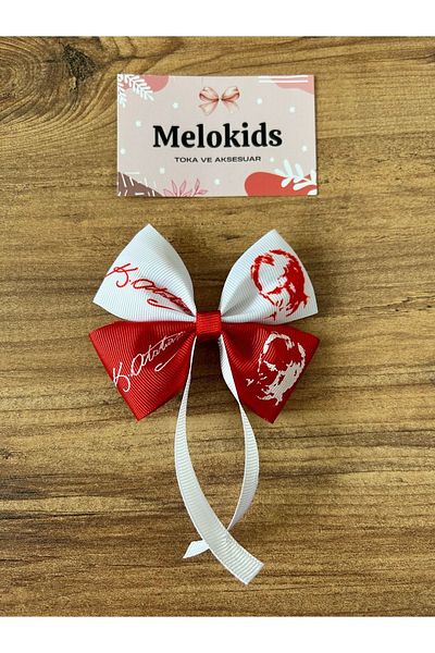 Melo October 29 Red and White Ataturk Pattern Clip Buckle 1 Piece