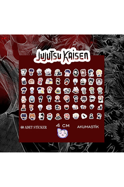 Akumastik Jujutsu Kaisen Sticker Seti 60 Adet - Anime Sticker - Parlak Sticker