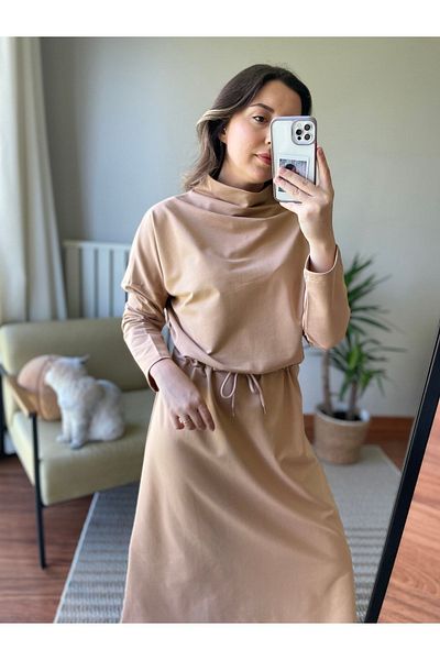 two in sis Φόρεμα με όρθιο γιακά Φόρεμα μέσης Shirred Sweat Φόρεμα Hijab Sweat