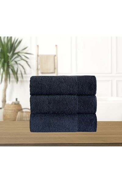 Lucy and Home Anthracite Color 3-piece Lacy Towel Set - 100% Cotton 30x50cm