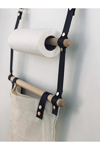 Bundera Dolap Kapağına Içi Ve Dışına Takılabilir Folyoluk Streçlik Kağıt Havluluk Düzenleyici Deri Organizer