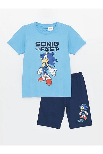 LC Waikiki LCW Kids Crew Neck Sonic Printed Short Sleeve Boy's Pajamas Set with Shorts