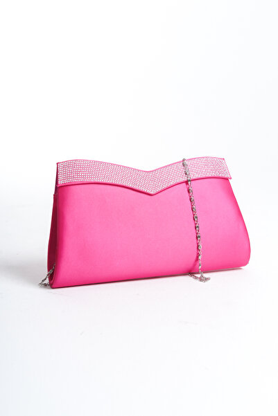 BAKGİY Fuchsia Stoned Satin Women's Evening Bag - Bg1197-310-0003