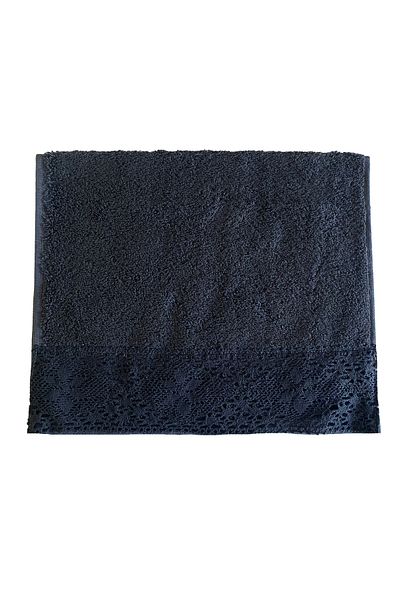 Lucy and Home Anthracite Color 3-piece Lacy Towel Set - 100% Cotton 30x50cm