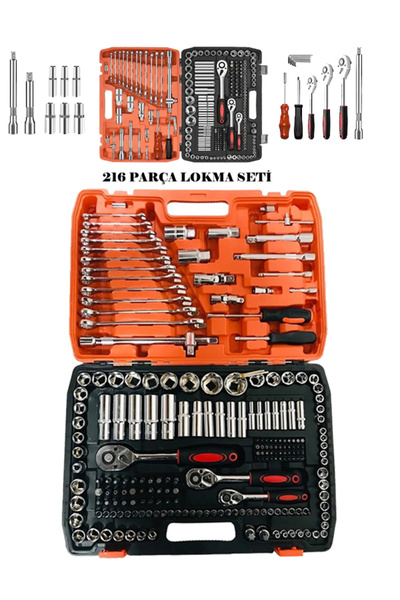 Mikasa Tools Japon Profesyonel 1/4 Cırcırlı 216 Parça Lokma Anahtar Takımı Ot...