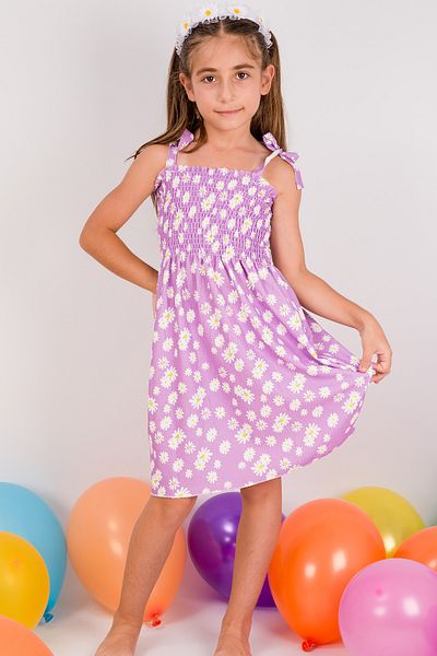 HÇM Flower Patterned Strappy Girl's Dress - B35