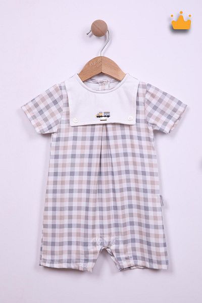 Babydola 15149 Model Checkered Baby Girl and Boy Jumpsuit