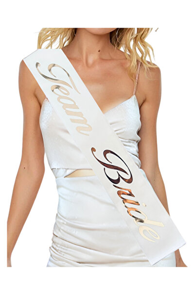 Huzur Party Store Team Bride Nedime Kuşağı Beyaz Rose Renk 150 Cm Gelinin Ark...