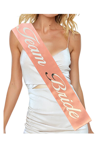 Huzur Party Store Team Bride Nedime Kuşağı Pudra Pembe Gümüş Gelinin Arkadaşl...