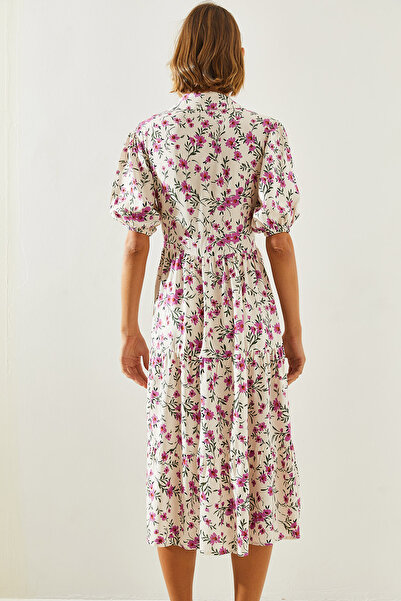 Bianco Lucci Γυναικείο φόρεμα βισκόζης - με γιακά και κουμπιά