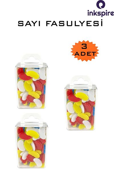 inkspire 1. Colored Plastic Number Beans for Classrooms - 3 Pack Counting Beans