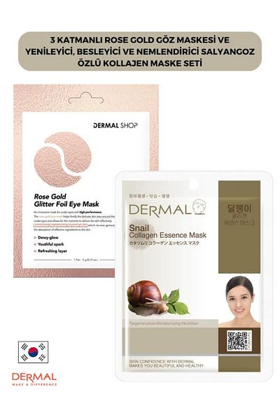 Dermal Rose Gold 3-layer Eye Mask - Renewing, Nourishing and Moisturizing Snail Extract Collagen Mask