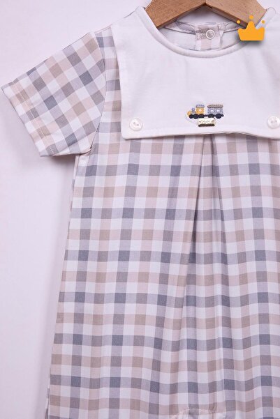 Babydola 15149 Model Checkered Baby Girl and Boy Jumpsuit