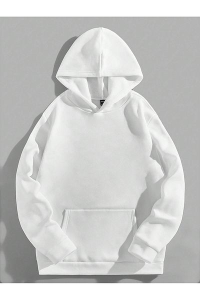 PALPİTO Λευκό Never Look Back Φούτερ με κουκούλα Unisex με στάμπα - 3 νήματα με κουκούλα