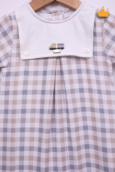 Babydola 15149 Model Checkered Baby Girl and Boy Jumpsuit