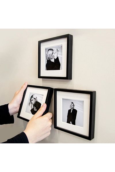 Fashion'S Black Fashion Photo Adhesive Mat 14x14cm Square Frame - Pack of 3
